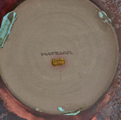 Gertrud Otto Natzler Otto Natzler and Gertrud Natzler Rare Squat Bottle Form with Long Neck 1974