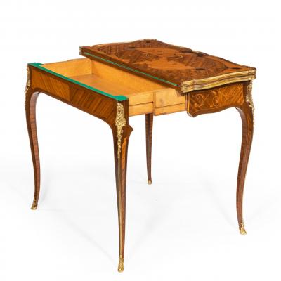 Gervais Durand Pair of kingwood card tables by G Durand