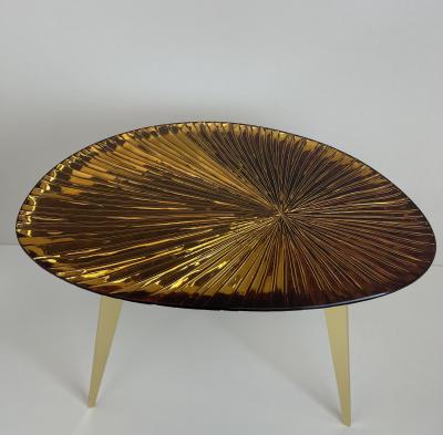 Ghir Studio Ambra Coffee Table Amber Cristal and Brass by Ghir Studio