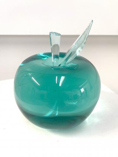 Ghir Studio Apple Unique Sculpture in Handmade Aquamarine Crystal by Ghir Studio