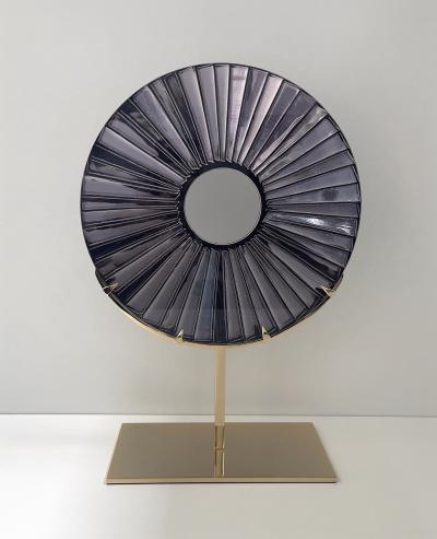 Ghir Studio Black Eye Hand engraved Glass Sculpture and Gold Brass by Ghir Studio