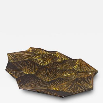Ghir Studio Contemporary Amber Artistic Bowl Amber and Gold Crystal by Ghir Studio