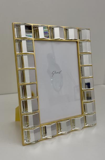 Ghir Studio Contemporary Picture Frame Handmade Crystal and 24Kt Gold plated Brass