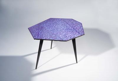 Ghir Studio Contemporary Velluto Coffee Table blue Crystal and Black Brass by Ghir Studio