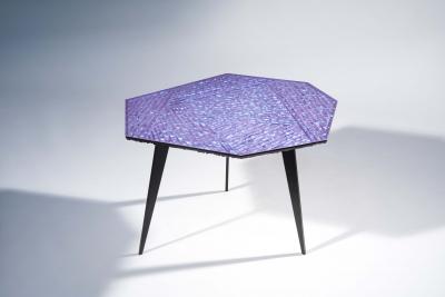 Ghir Studio Contemporary Velluto Coffee Table blue Crystal and Black Brass by Ghir Studio
