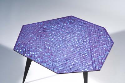 Ghir Studio Contemporary Velluto Coffee Table blue Crystal and Black Brass by Ghir Studio