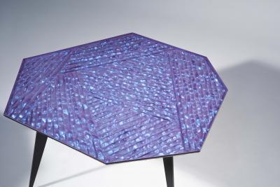 Ghir Studio Contemporary Velluto Coffee Table blue Crystal and Black Brass by Ghir Studio