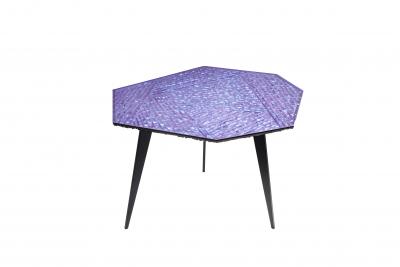 Ghir Studio Contemporary Velluto Coffee Table blue Crystal and Black Brass by Ghir Studio