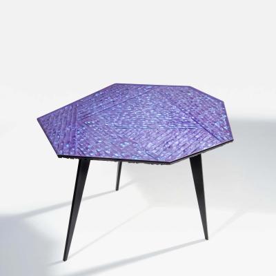 Ghir Studio Contemporary Velluto Coffee Table blue Crystal and Black Brass by Ghir Studio