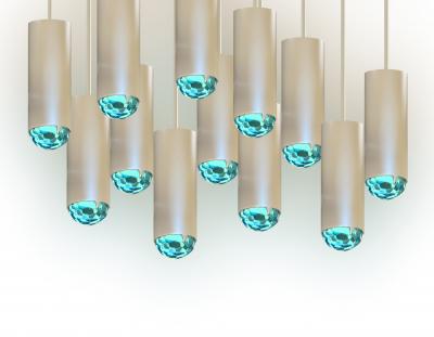 Ghir Studio Contemporary White Brass Pendant with Handmade Crystal Gem By Ghir Studio