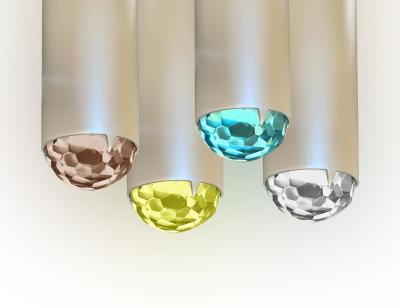 Ghir Studio Contemporary White Brass Pendant with Handmade Crystal Gem By Ghir Studio