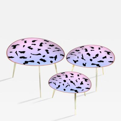 Ghir Studio Contemporary by Ghir Studio Pu Set of three Coffee Table Iridescent Crystal