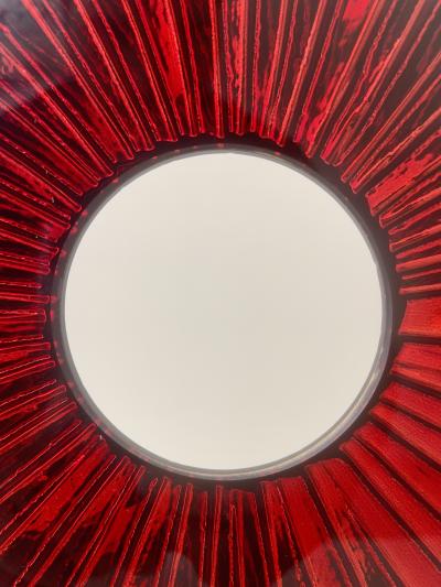Ghir Studio Eye Red Sculpture Hand Engraved Glass polished Brass by Ghir Studio