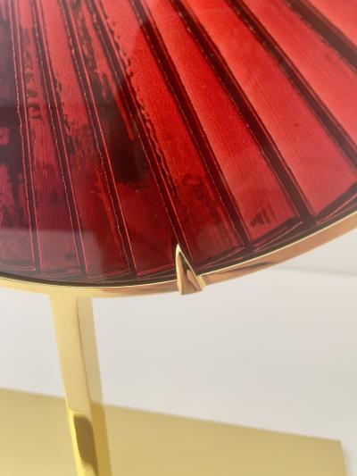 Ghir Studio Eye Red Sculpture Hand Engraved Glass polished Brass by Ghir Studio