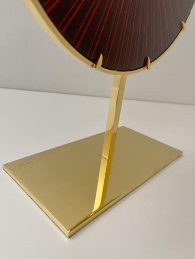 Ghir Studio Eye Red Sculpture Hand Engraved Glass polished Brass by Ghir Studio