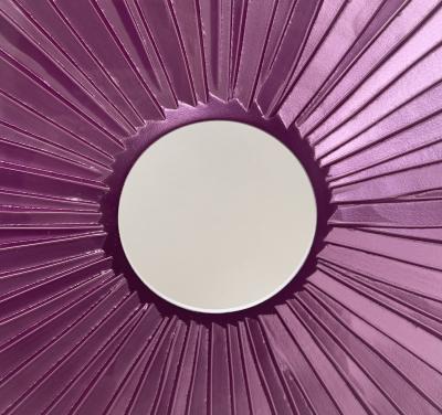 Ghir Studio Fuchsia Eye Hand engraved Glass and Goldplated Brass Sculpture by Ghir Studio