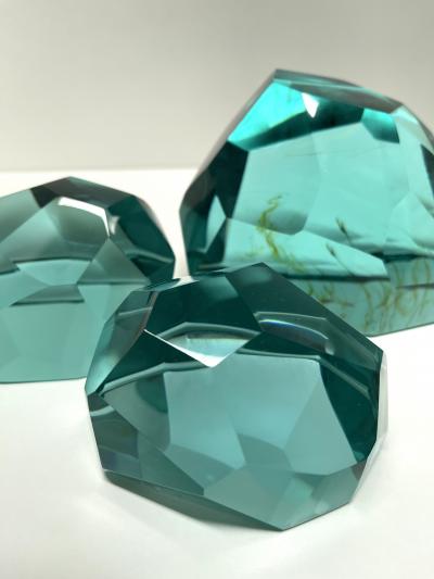 Ghir Studio Gems Set of Three Aquamarine Crystal Sculptures by Ghir Studio