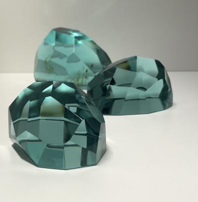 Ghir Studio Gems Set of Three Aquamarine Crystal Sculptures by Ghir Studio
