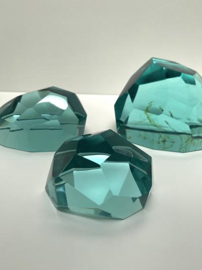 Ghir Studio Gems Set of Three Aquamarine Crystal Sculptures by Ghir Studio