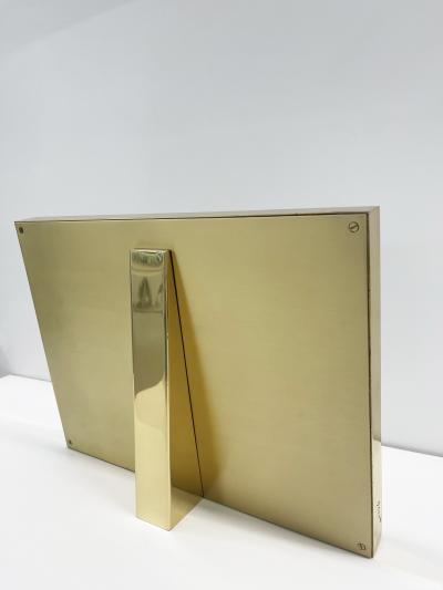 Ghir Studio Hand Sculpted Blue Glass Picture Frame with Polished Brass by Ghir Studio