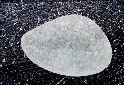 Ghir Studio Ice Crystal Bowl Satin Hand Engraved Unique Piece by Ghir Studio