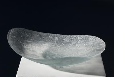 Ghir Studio Ice Crystal Bowl Satin Hand Engraved Unique Piece by Ghir Studio