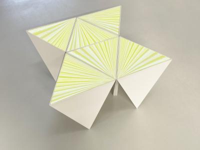 Ghir Studio Magnet Set of Six Handmade Glass and Wood Coffee Tables by Ghir Studio