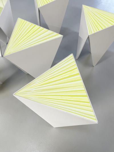 Ghir Studio Magnet Set of Six Handmade Glass and Wood Coffee Tables by Ghir Studio