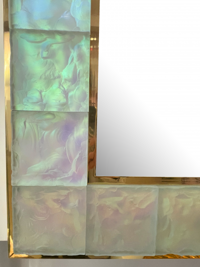 Ghir Studio Martel Hand sculpted Opalescent Crystal Mirror by Ghir Studio