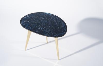 Ghir Studio Notte Coffee Table Blue and Silver Cristal and Brass by Ghir Studio