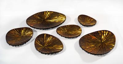 Ghir Studio Oasi Set of Six Hand engraved Amber Crystal Bowls by Ghir Studio