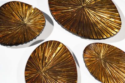 Ghir Studio Oasi Set of Six Hand engraved Amber Crystal Bowls by Ghir Studio