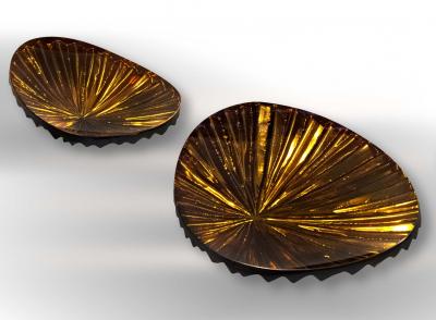 Ghir Studio Oasi Set of Six Hand engraved Amber Crystal Bowls by Ghir Studio