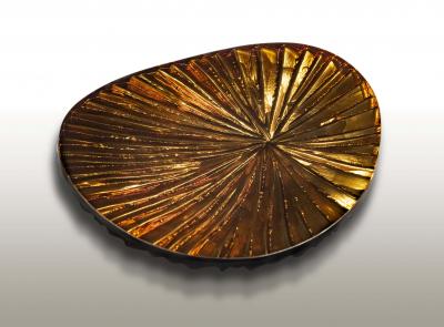 Ghir Studio Oasi Set of Six Hand engraved Amber Crystal Bowls by Ghir Studio