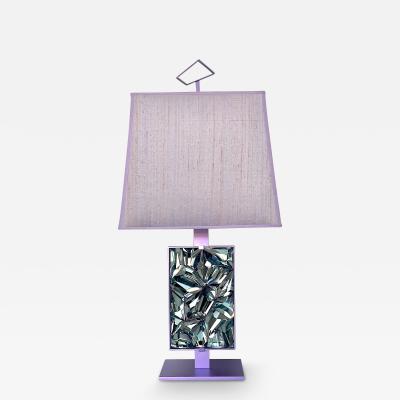 Ghir Studio Pixel Set of Two Table Lamp Handmade Glass and Purple Brass by Ghir Studio