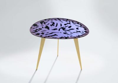 Ghir Studio Pu Iridescent pink handmade crystal coffee table by Ghir Studio