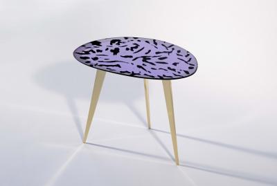 Ghir Studio Pu Iridescent pink handmade crystal coffee table by Ghir Studio