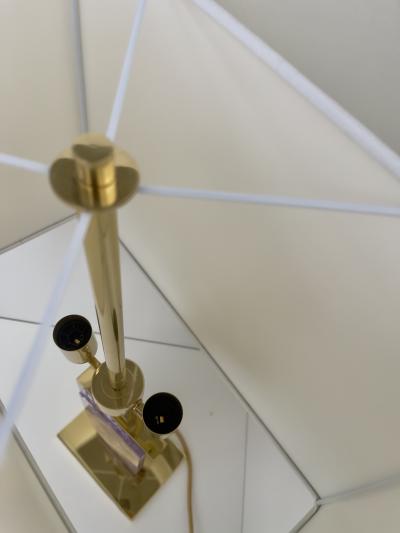 Ghir Studio Set of Two Table Lamps Hand engraved pink Glass and Brass by Ghir Studio