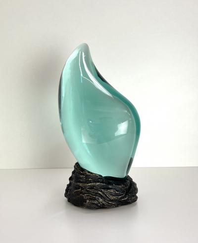 Ghir Studio Tear Unique Handmade Crystal Sculpture on Raw Block of Brass by Ghiro Studio