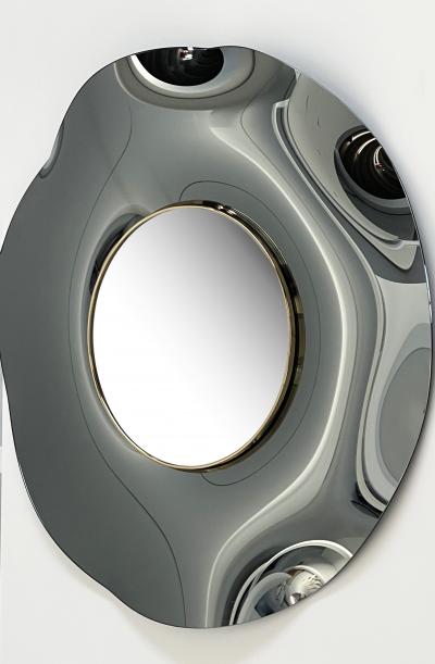 Ghir Studio Undulate Handmade Fum Crystal Mirror by Ghir Studio