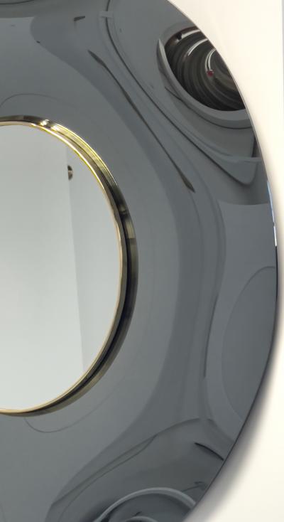 Ghir Studio Undulate Handmade Fum Crystal Mirror by Ghir Studio