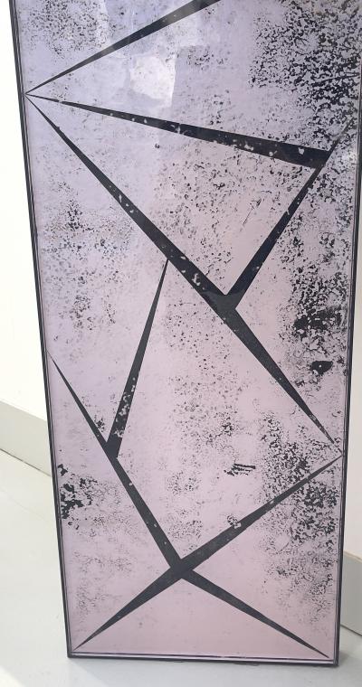 Ghir Studio Zig Zag Console Table in hand crafted Iridescent Pink Glass by Ghir Studio