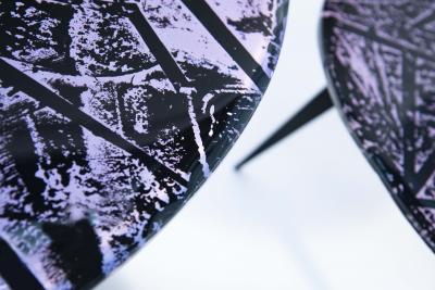 Ghir Studio Zig Zag Set of Three Handmade Iridescent Amethyst Coffee Tables by Ghir Studio