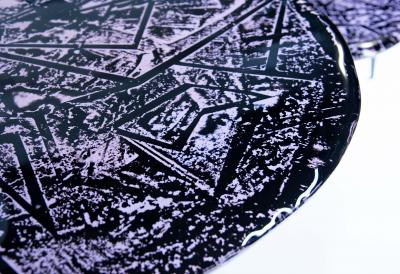 Ghir Studio Zig Zag Set of Three Handmade Iridescent Amethyst Coffee Tables by Ghir Studio