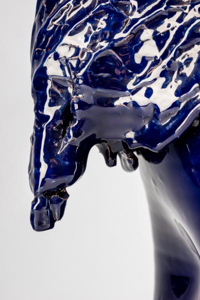 Giacinto Cerone Giacinto Cerone sculptural vase in blue glazed ceramic Italy after 1993