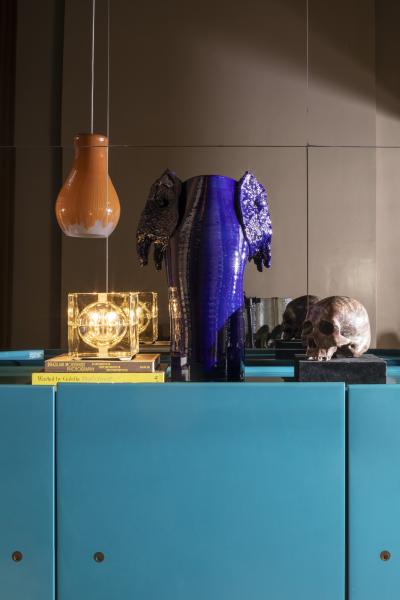 Giacinto Cerone Giacinto Cerone sculptural vase in blue glazed ceramic Italy after 1993