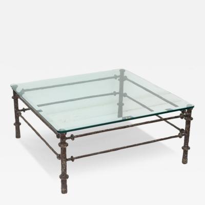 Giacometti Style Patinated Bronze Finish Square Coffee Table