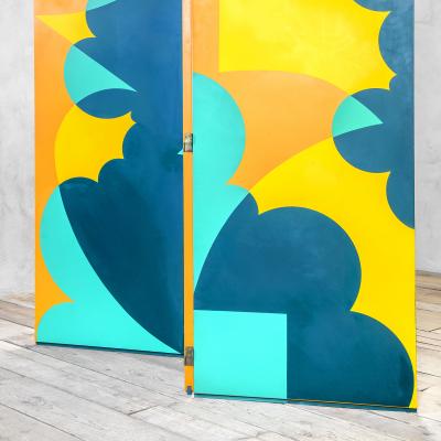 Giacomo Balla Giacomo Balla Decorative Wooden Screen for Gavina hand decorated 70s