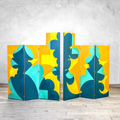 Giacomo Balla Giacomo Balla Decorative Wooden Screen for Gavina hand decorated 70s