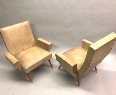 Giacomo Balla Pair of Italian Futurist Mid Century Modern Lounge Chairs Giacomo Balla